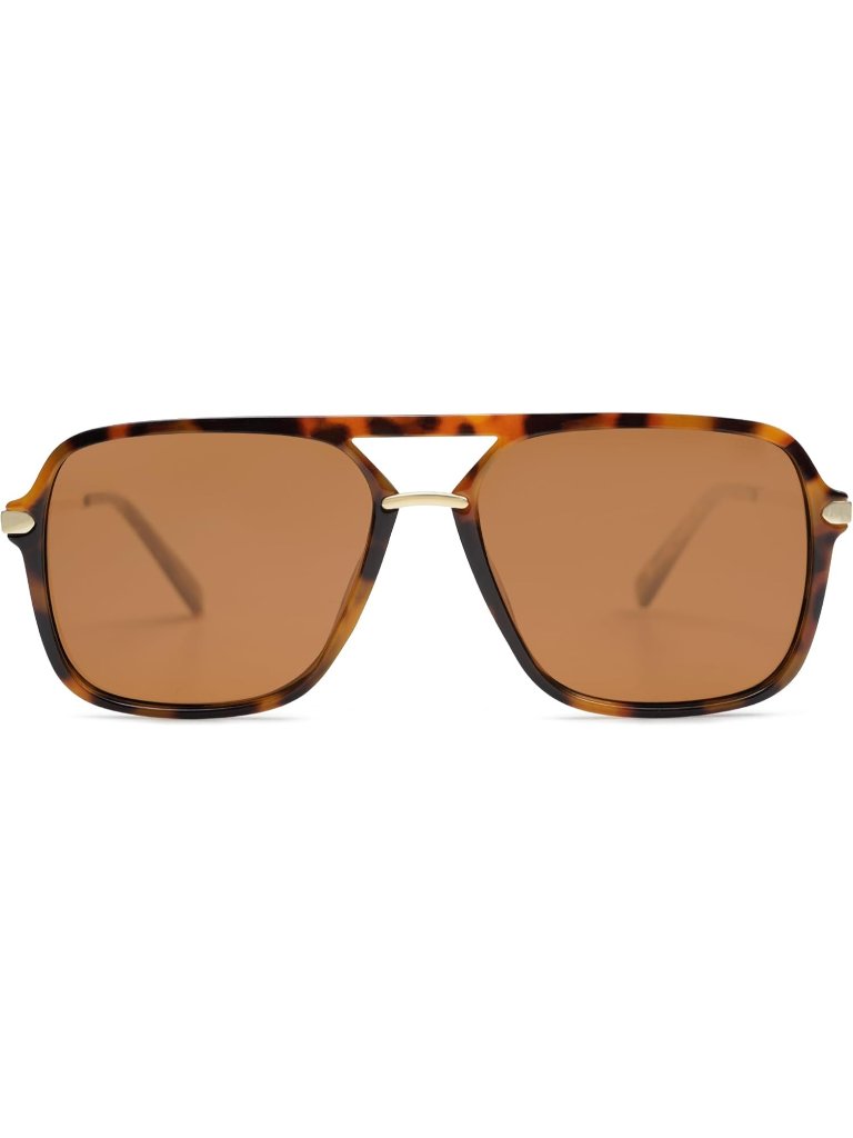 Women's Brown Retro Square Polarized Lens Trendy Aviator 90s Shades Sj2229